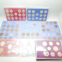 Coin sets 1970 proof set, 1937-1969 half pennies (1947 missing), 1965 set, first set of decimal