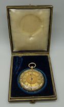 A 14k gold fob watch, with a box
