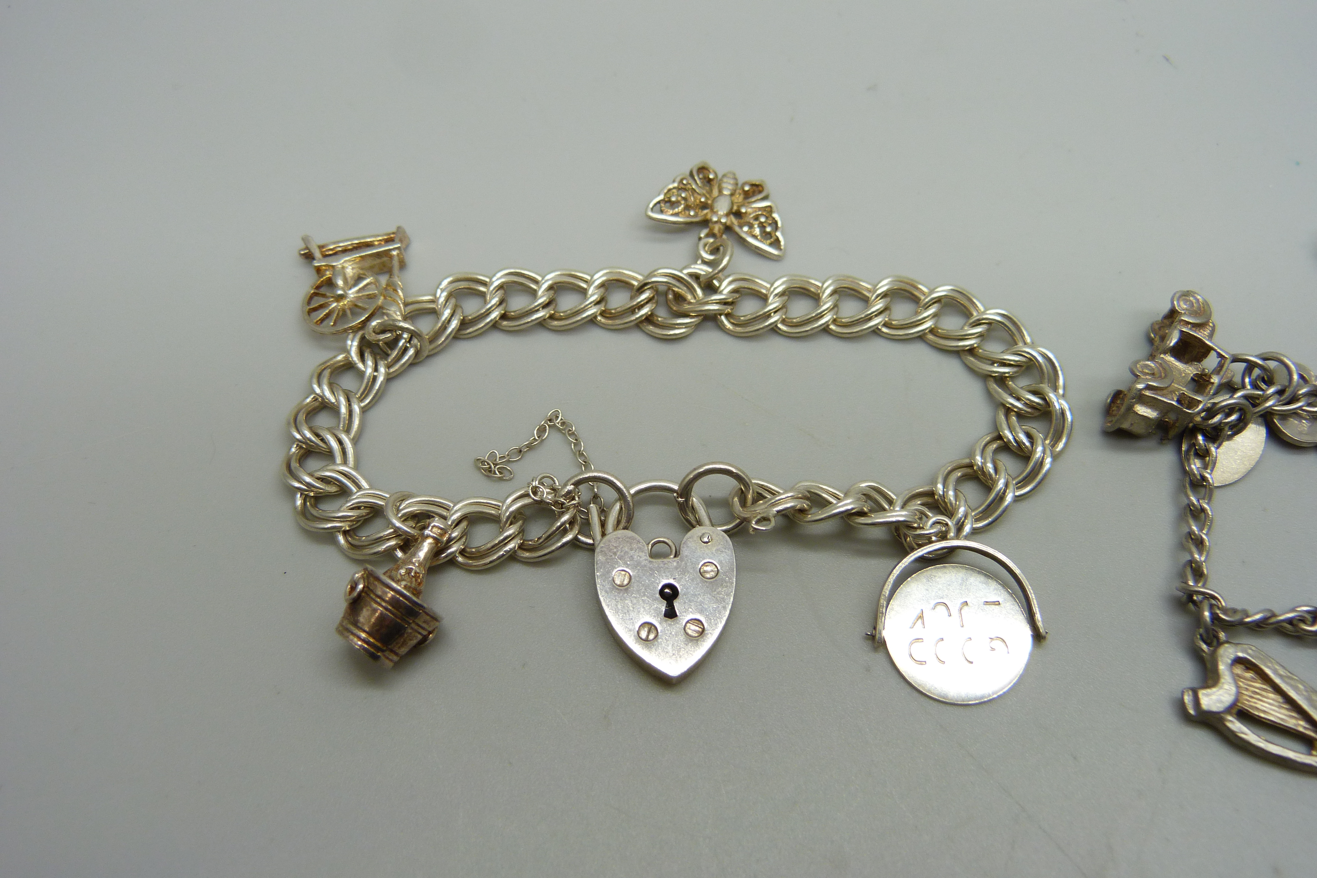 Two silver charm bracelets, 43g - Image 2 of 3