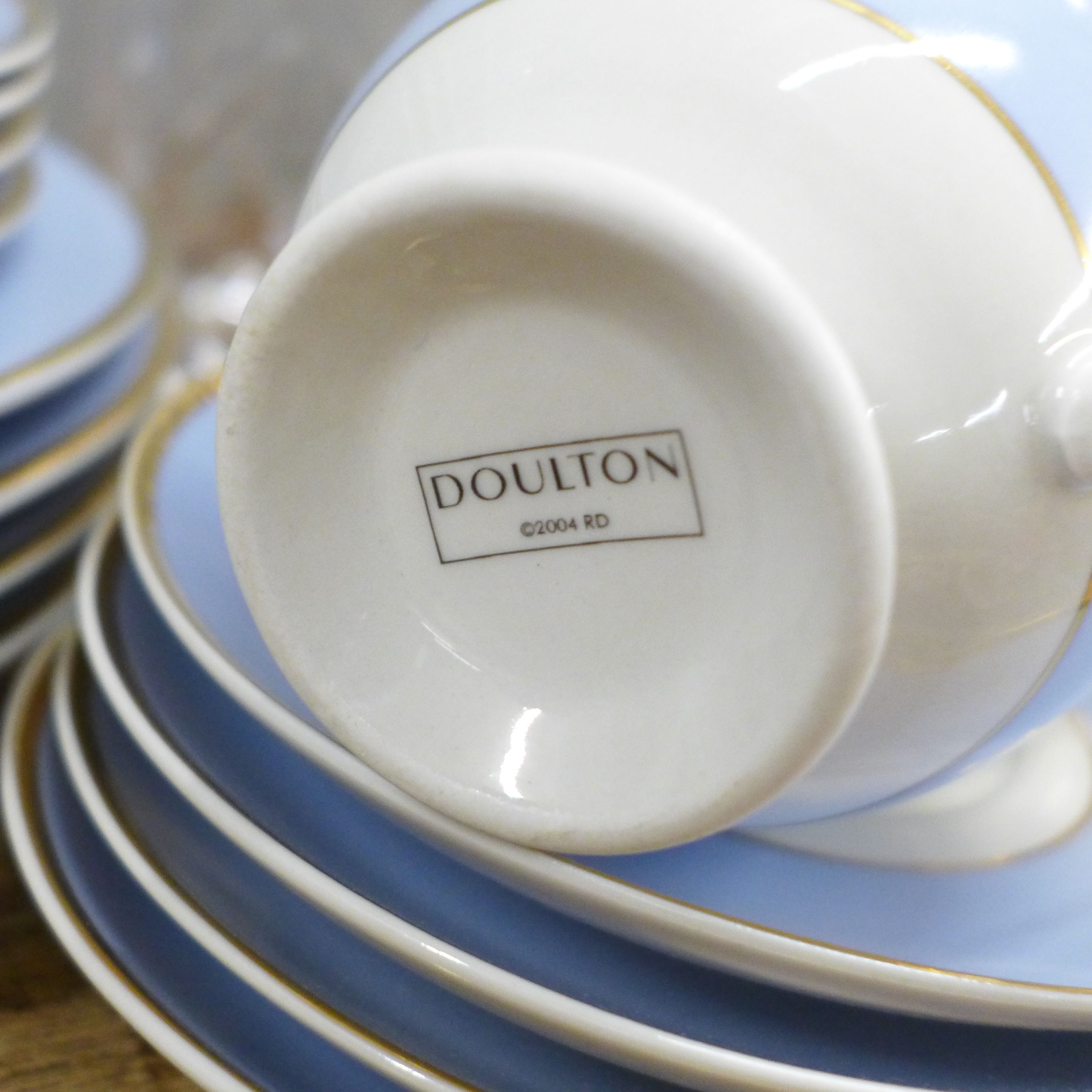 Royal Doulton Bruce Oldfield 2004 teaware; four plates, side plates, cups and saucers, bowls, as - Image 2 of 2