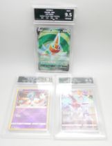 Three Getgraded Pokemon cards, Rotom V and Latias, 9.5 mint and Radiant Gardevoir 9 mint