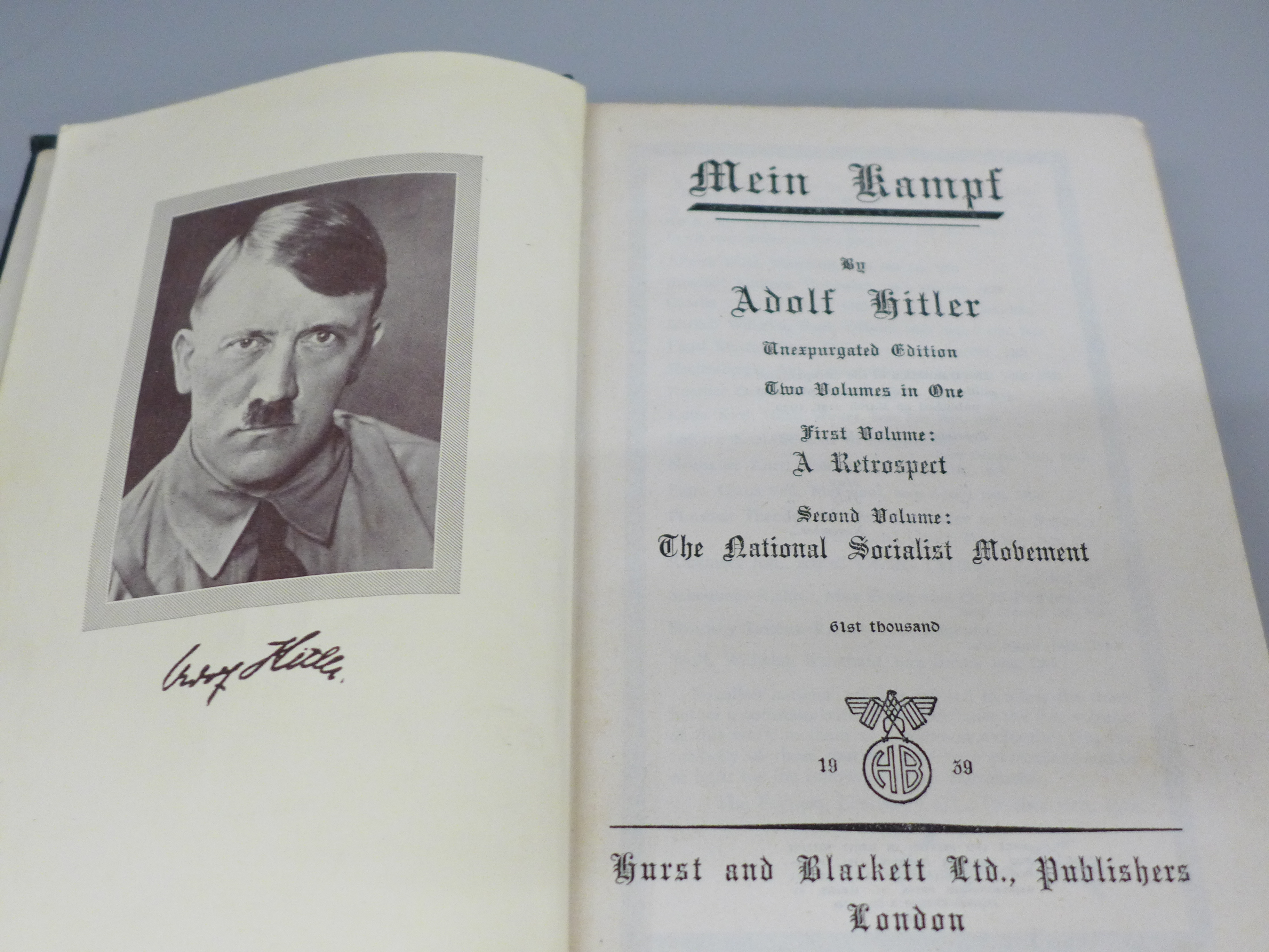 Two German books, Adolf Hitler Mein Kampf, reprinted November 1939 and Joseph Goebbels The Man - Image 4 of 4