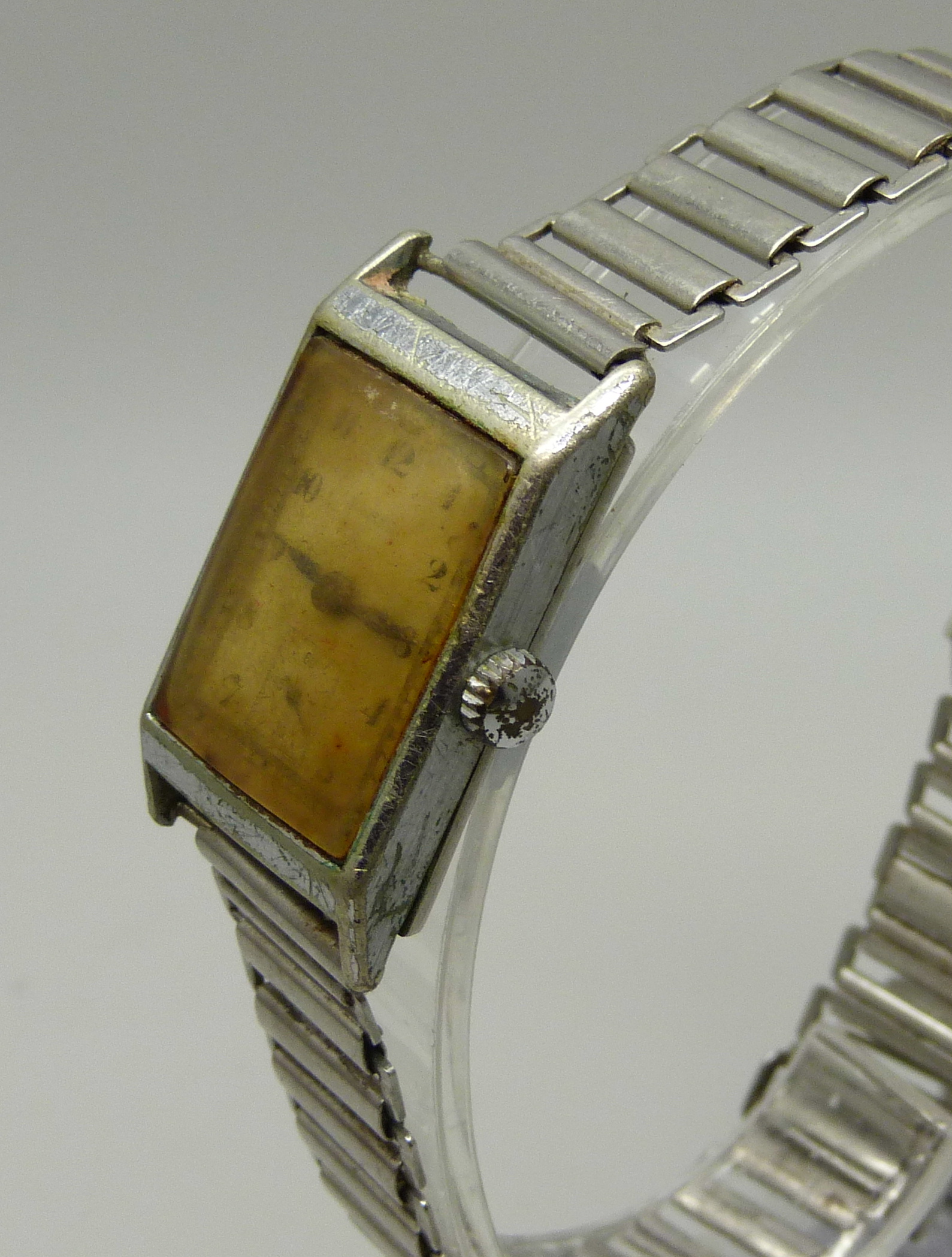 A gentleman's Buren Art Deco rectangular 1930s steel wristwatch - Image 2 of 6