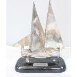 A Maltese silver model sailing boat on stand, marked 917, height 25.5cm