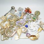 A collection of costume jewellery including three items of Sarah Coventry, brooch requires repair