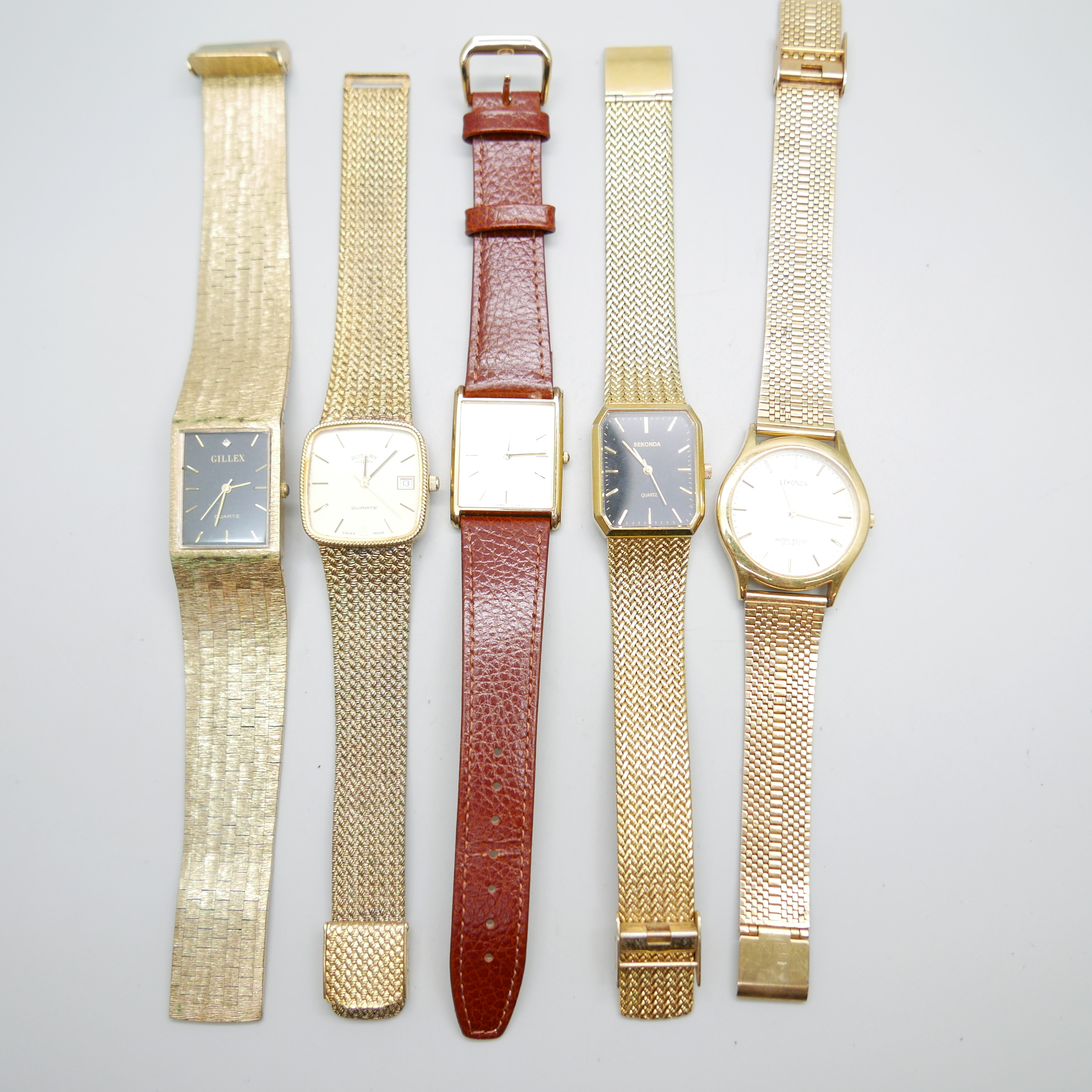 Five gentleman's wristwatches, two Sekonda, Rotary, Seiko and Gillex - Image 2 of 3