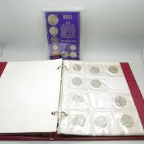 A collection of forty-three 1920 to 1946 half-silver British coins, mostly two shillings/florins and