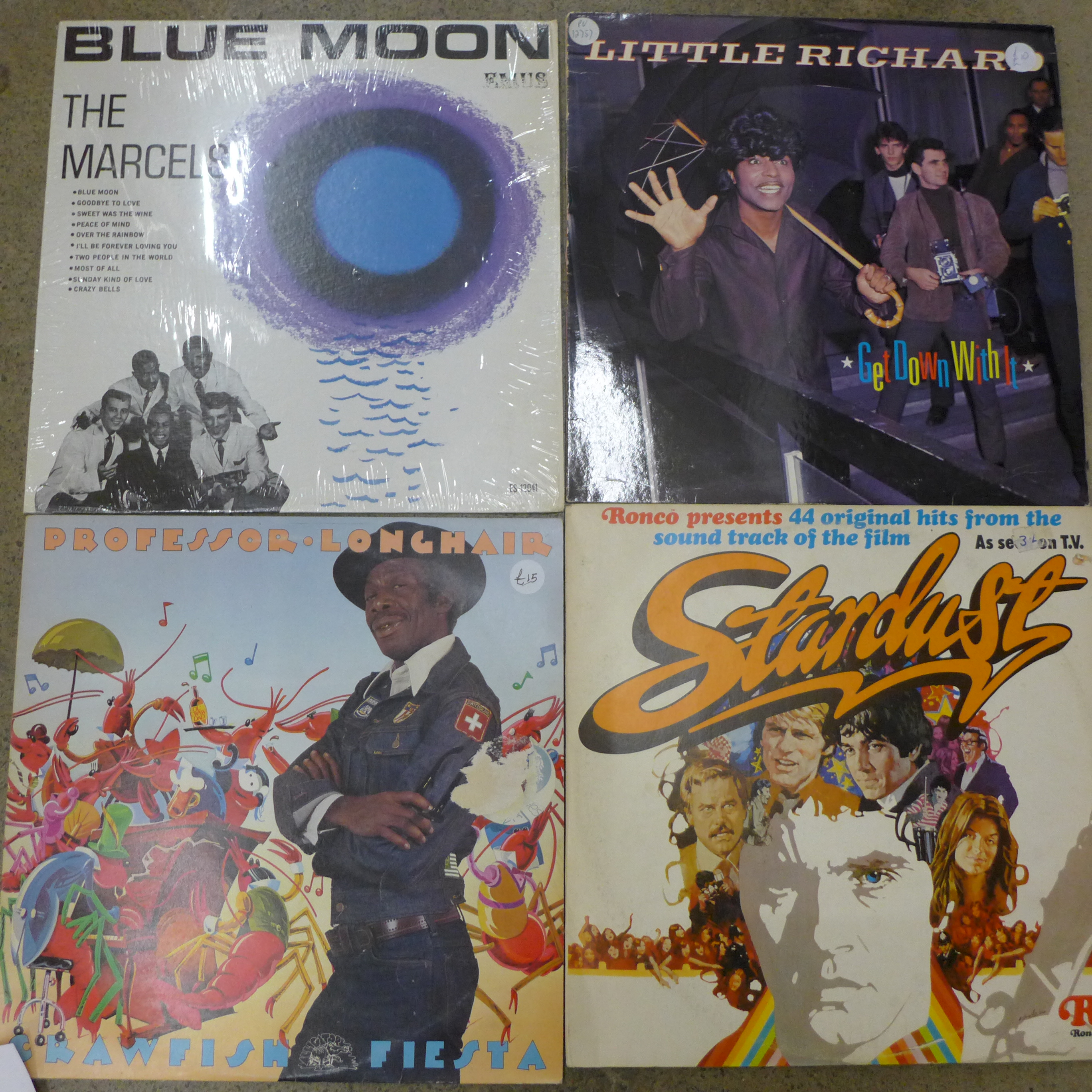 A collection of 22 LP records including Stardust, Fats Domino, Roberta Flack, Sam Cooke, etc.