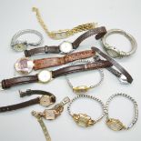 Watches; twelve vintage lady's wristwatches, including Chalet, Oris, Camy, etc.