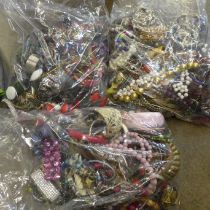 Three large bags of costume jewellery