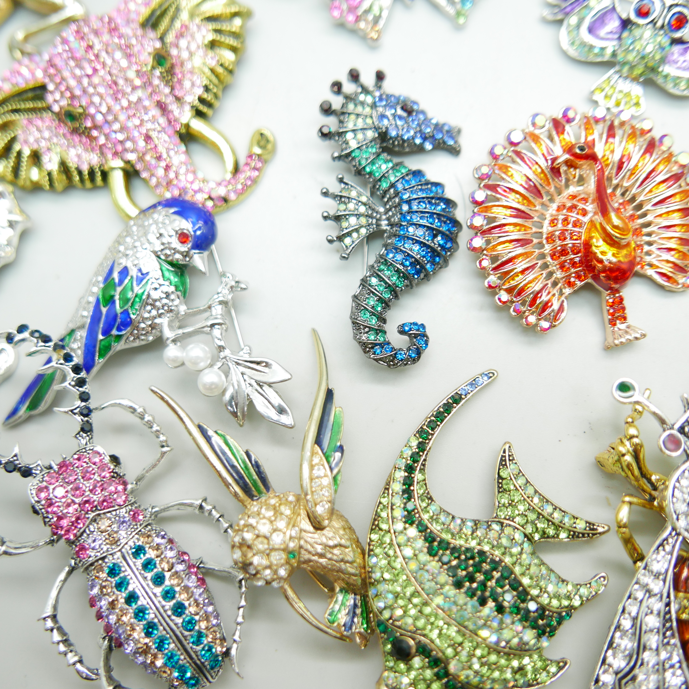 A collection of twenty-three rhinestones animal, bird, insect and other brooches, and one - Image 2 of 5