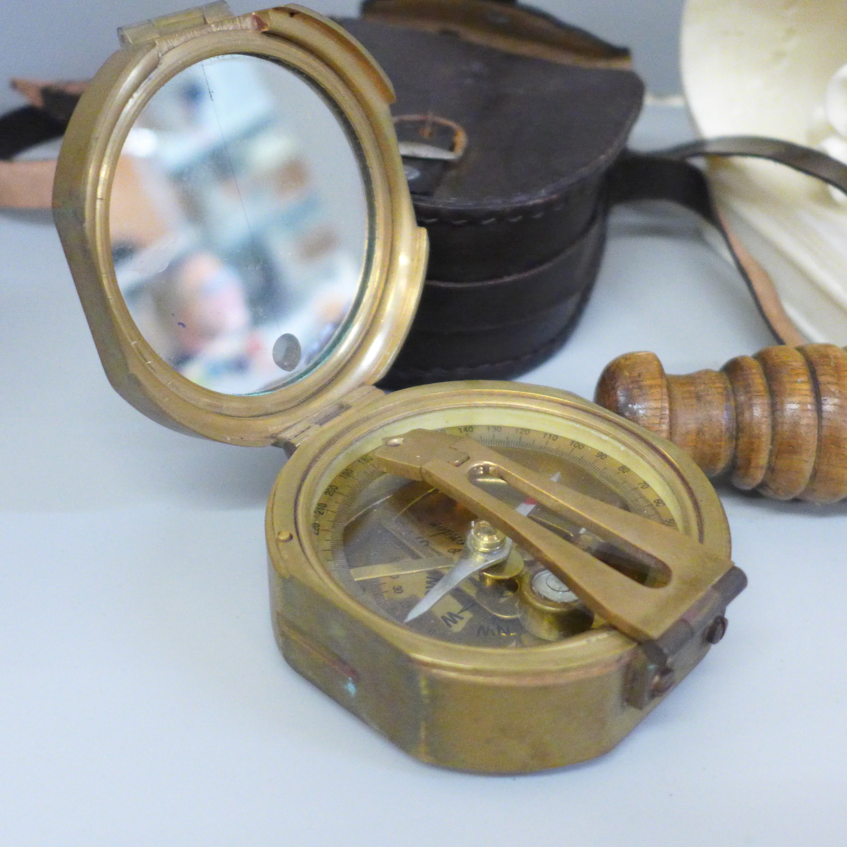 A Police truncheon, a brass compass, cased and a pair of Mozart figural bookends - Image 3 of 4