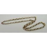 A 9ct yellow gold oval belcher chain necklace, 45cm, 14.3g