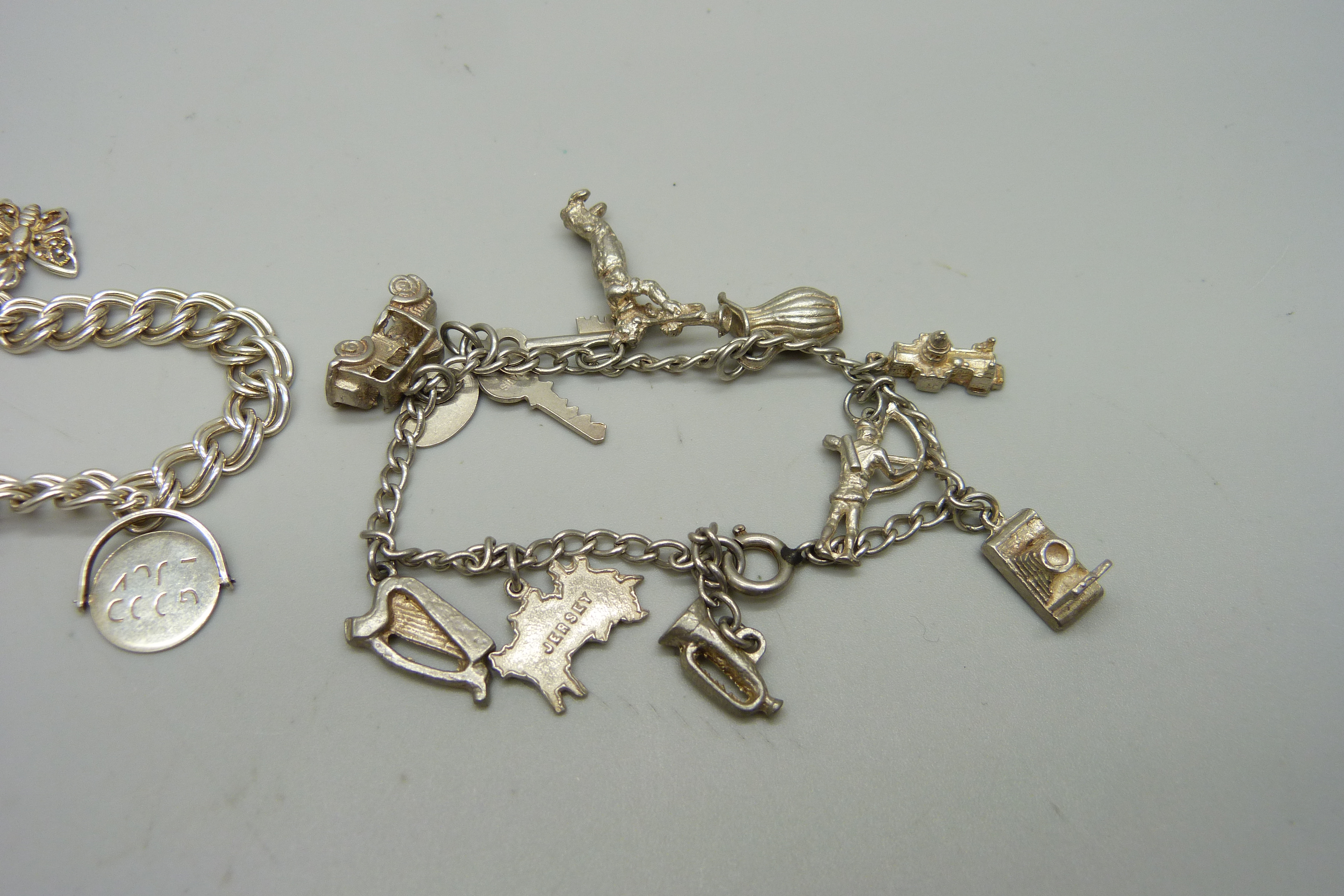 Two silver charm bracelets, 43g - Image 3 of 3