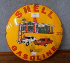 A Shell Gasoline enamelled advertising sign