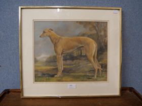 English School, image of a Greyhound, pastel on board, framed