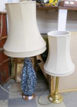 A gilt table lamp and one other