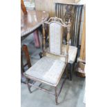 A wheelback hall chair and a carved oak hall chair