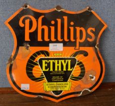 A Phillips Ethyl enamelled advertising sign