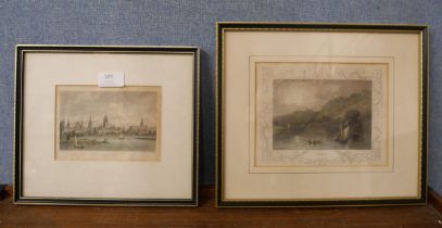 A pair of Victorian framed engravings, Oxford and Cliefden, framed
