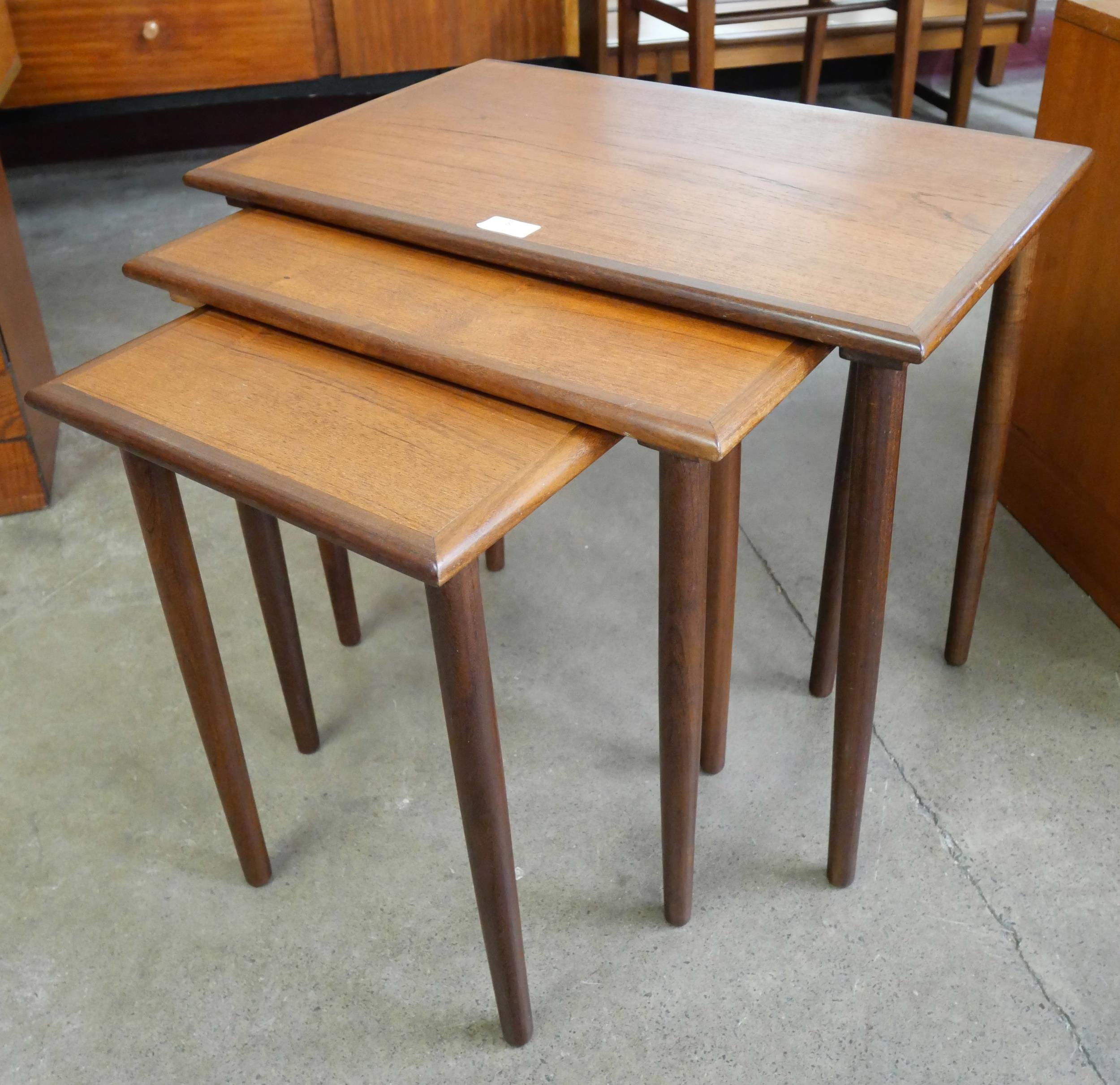 A Danish teak nest of tables