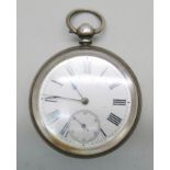 A silver pocket watch, Birmingham 1884