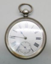A silver pocket watch, Birmingham 1884