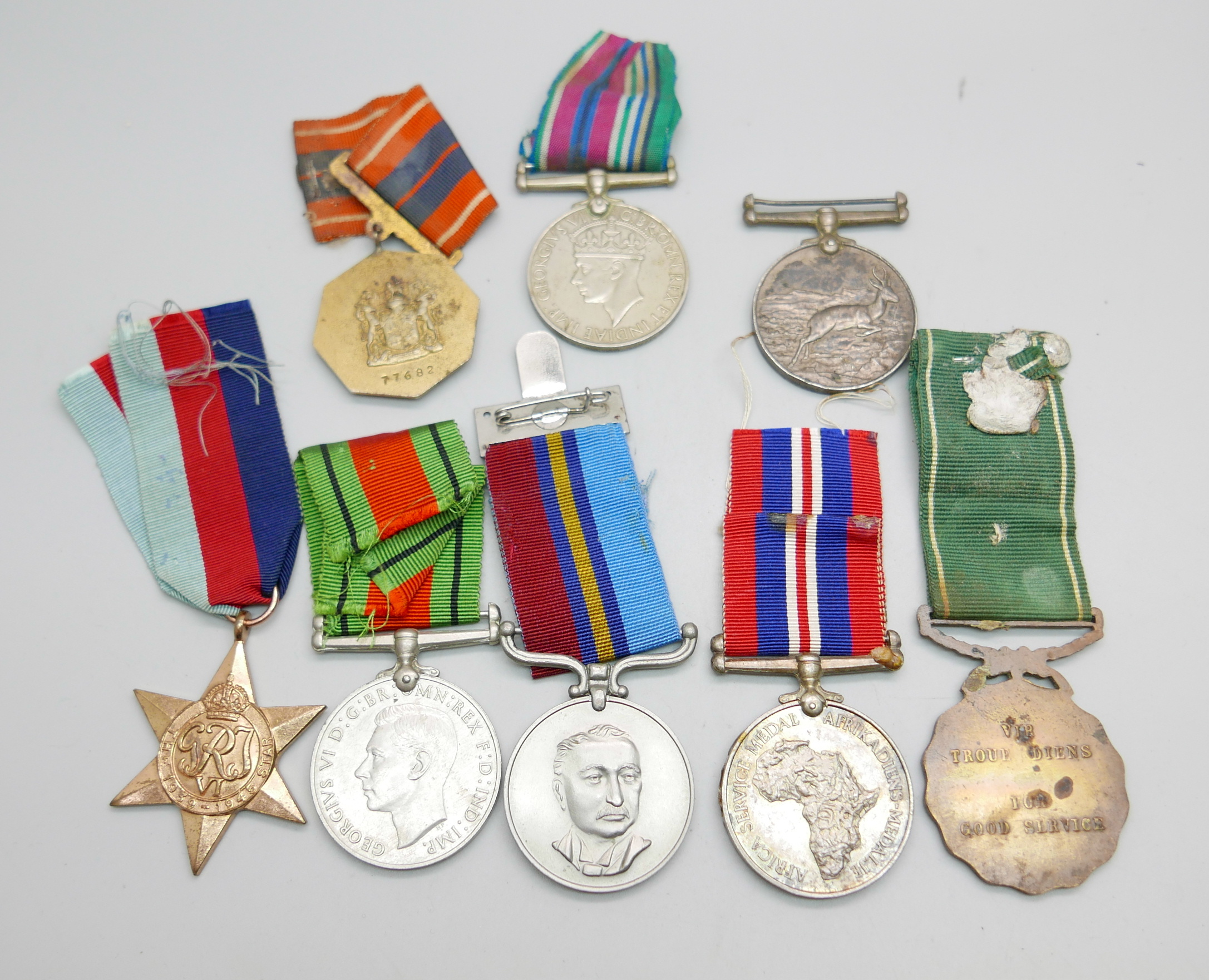 Eight medals, including two Africa Service Medals to 592810 D.T. Howells and 133965 C.W. Chapman - Image 2 of 11