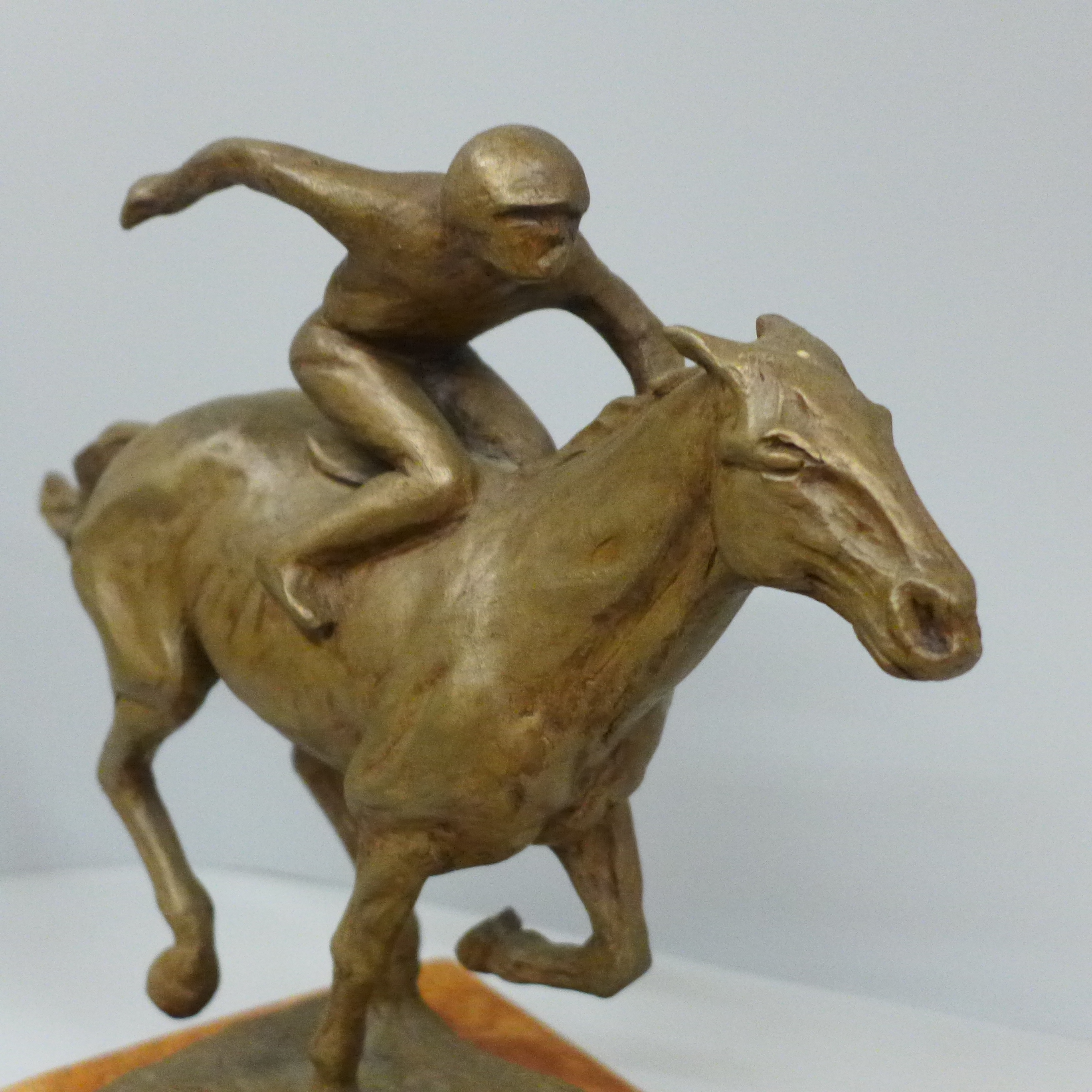 A horse and jockey sculpture by Jacqueline E. Hodges, hand sculptured and individually cast, limited - Image 2 of 5
