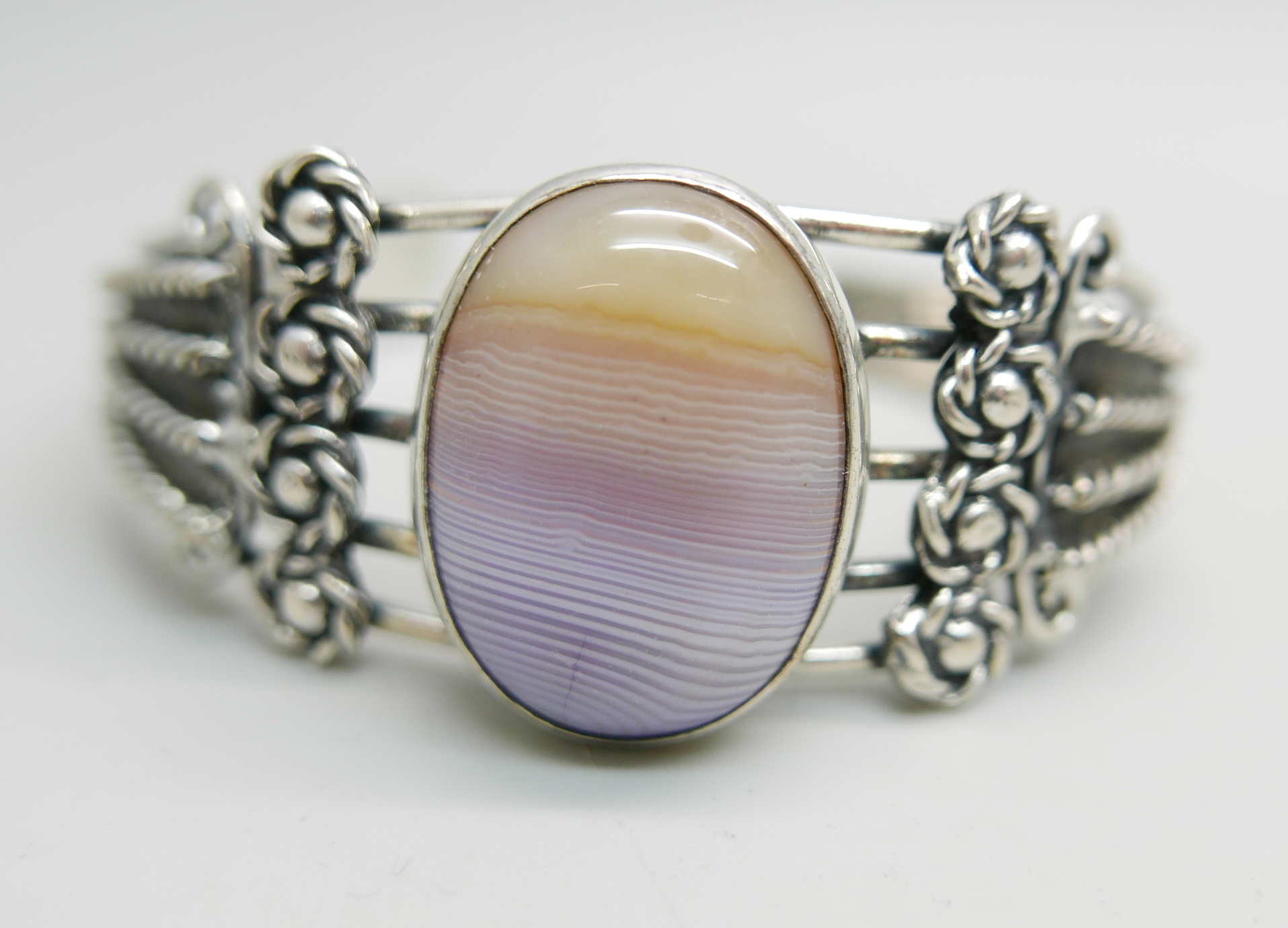A 925 silver and stone set bangle - Image 2 of 6