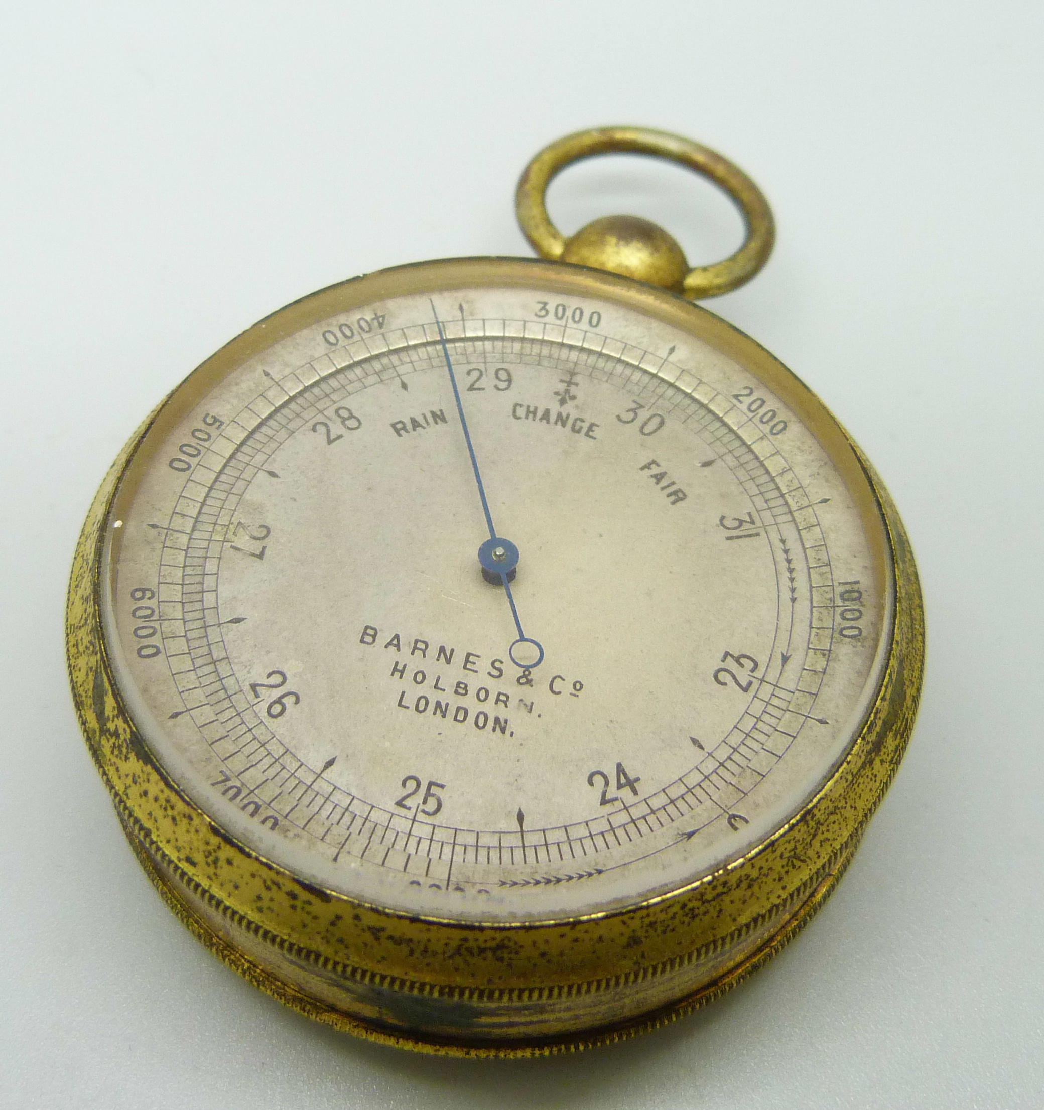 An Edwardian brass cased barometer by Barnes & Co., Holborn, London - Image 2 of 3