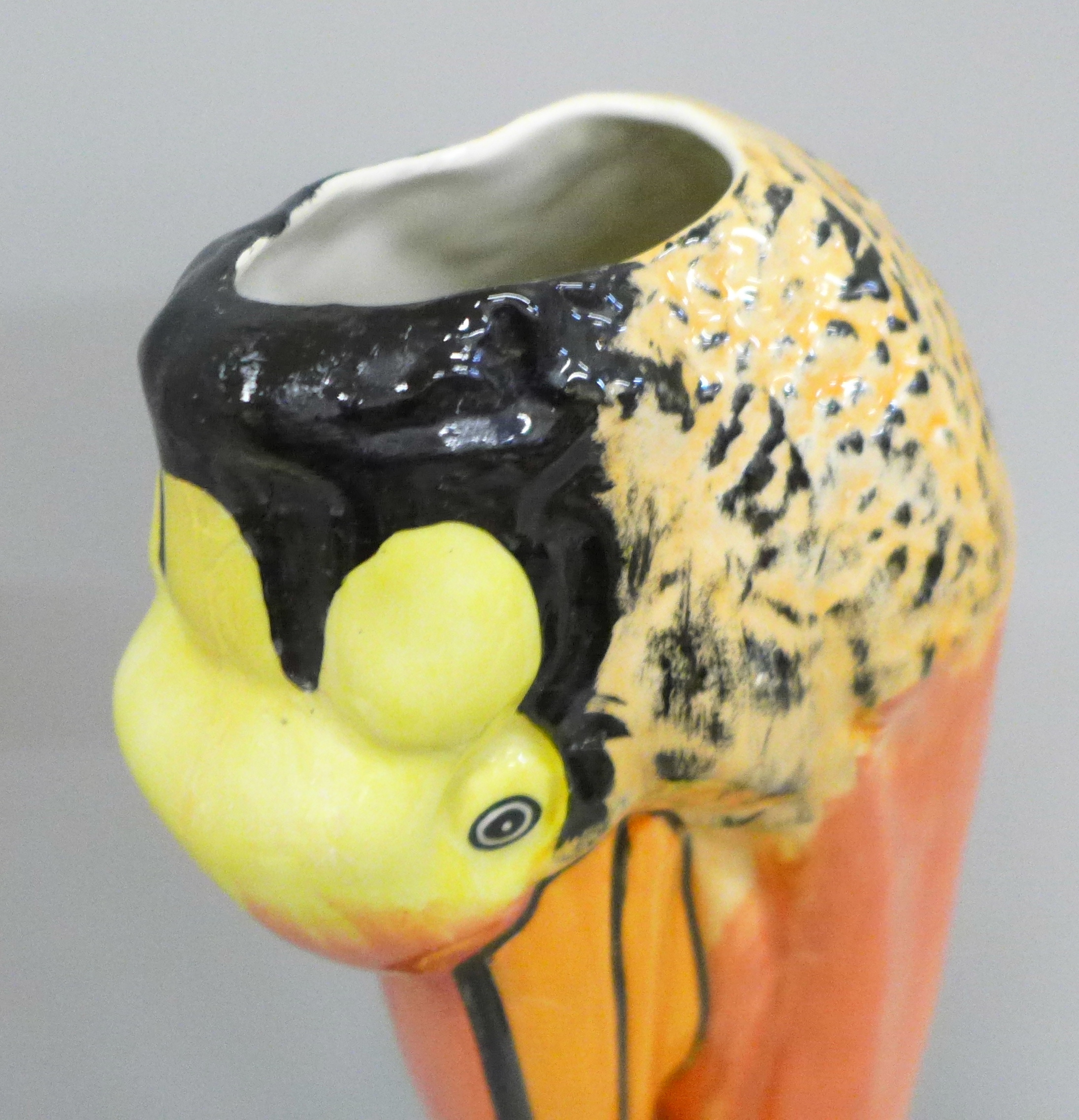 A Lorna Bailey stork vase, rim restored, signed to base, 30cm - Image 4 of 7