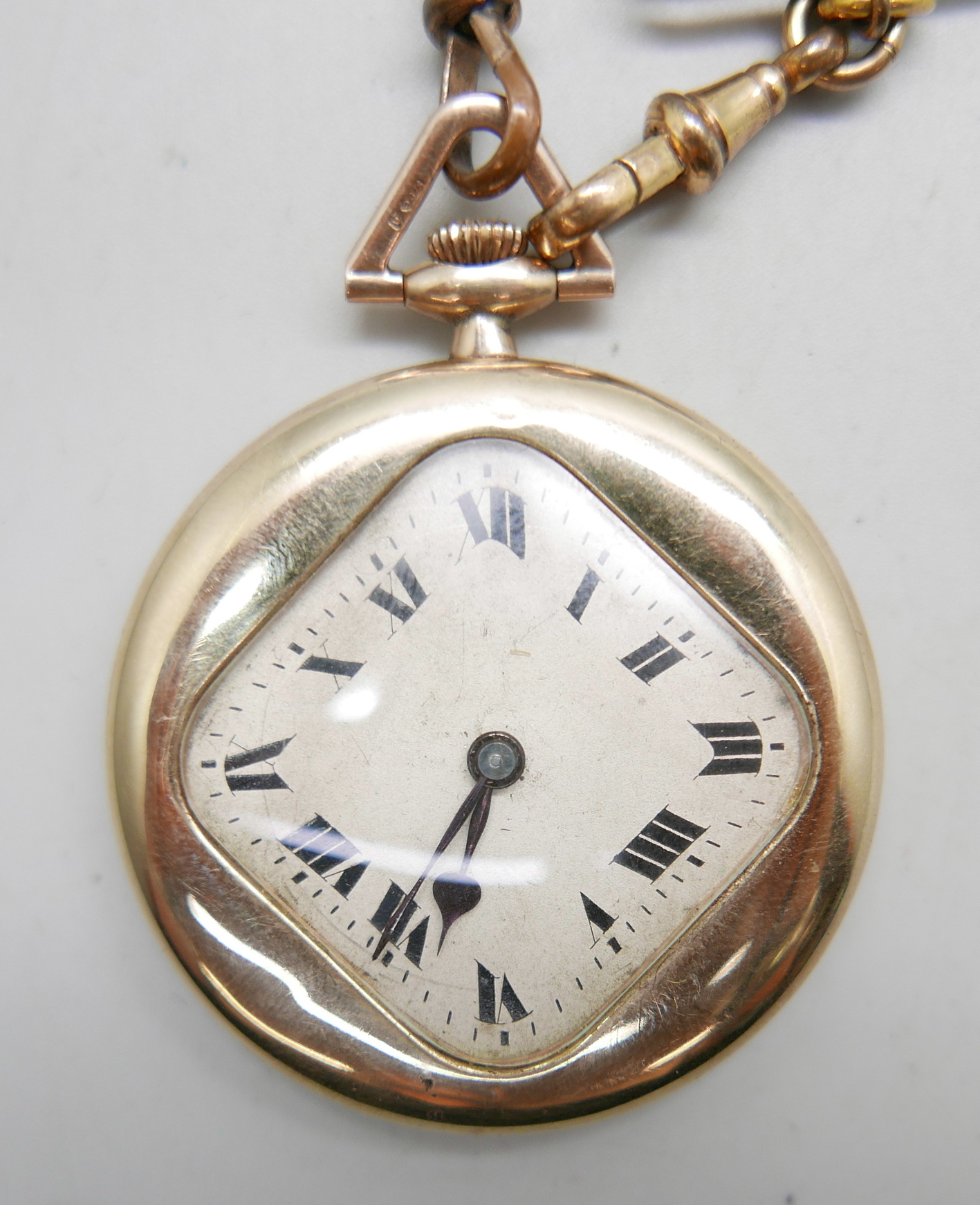 An Art Deco 9ct gold dress pocket watch, London import mark for 1914, with two fob ribbons, total - Image 2 of 6