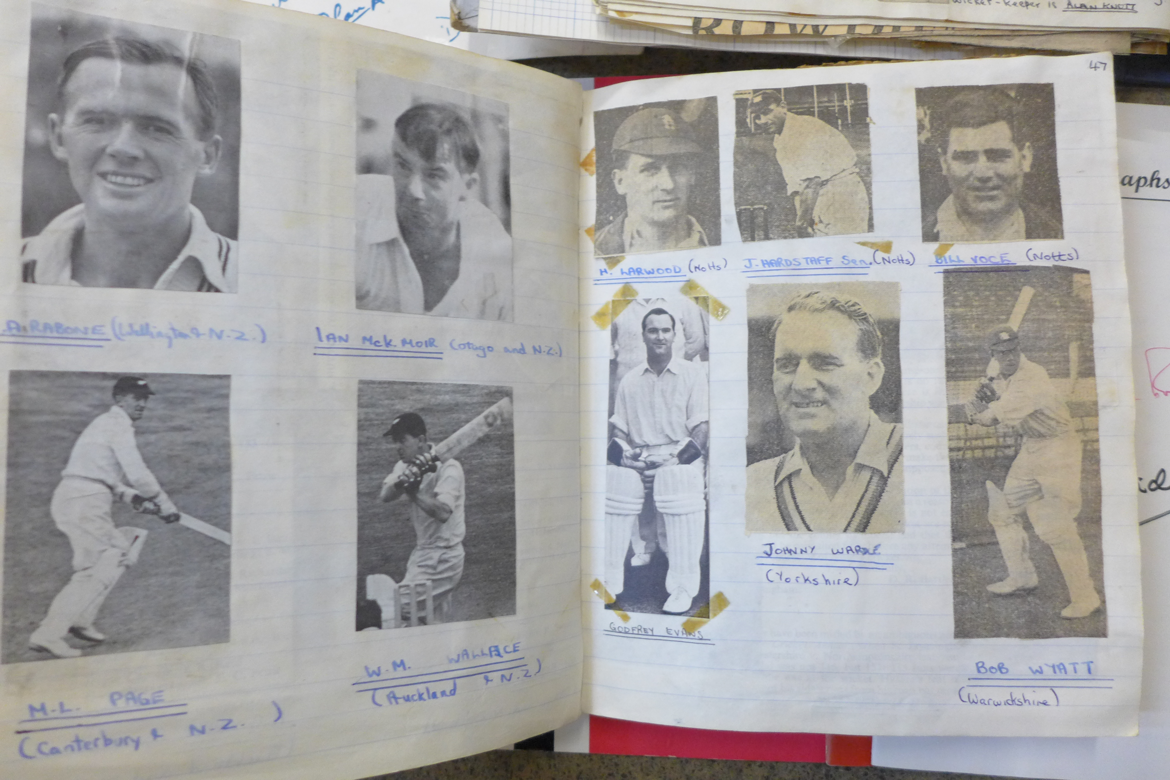 Cricket ephemera and scrap albums with autographs including Larwood, Boycott, Subba Row - Image 8 of 19