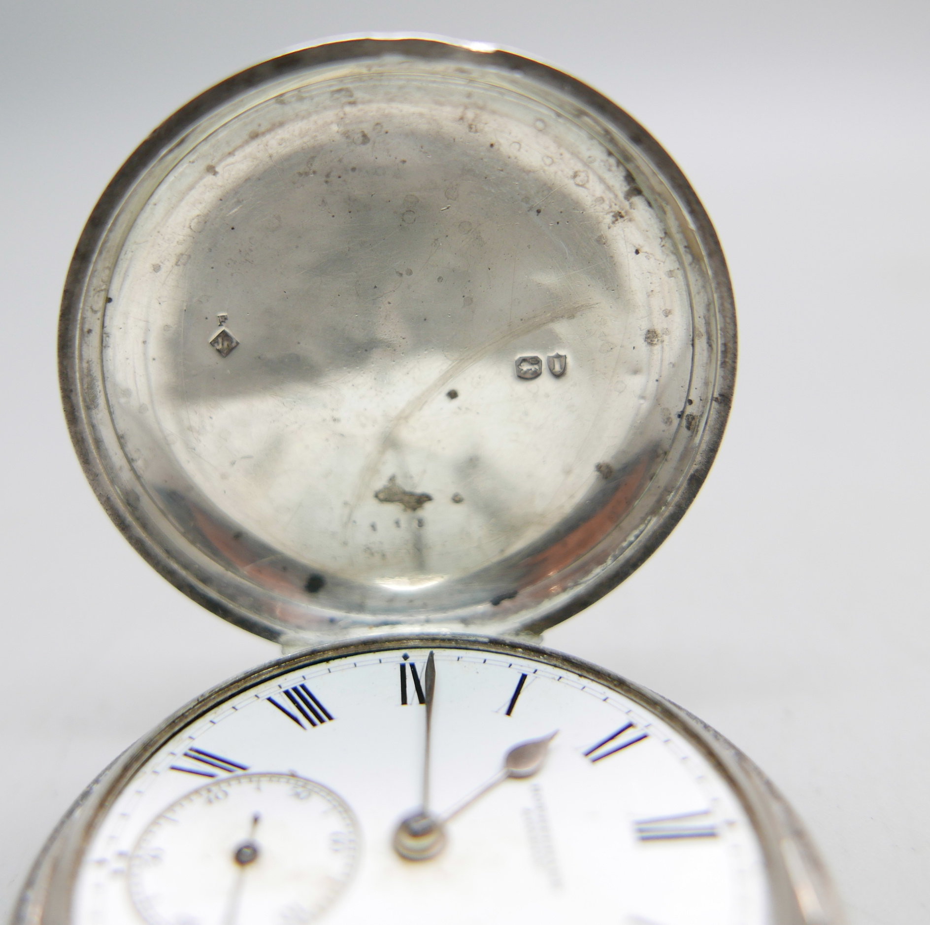 A silver full-hunter pocket watch, the dial marked Rotherhams, London - Image 2 of 5
