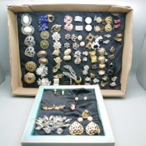 Forty-nine pairs of clip-on earrings