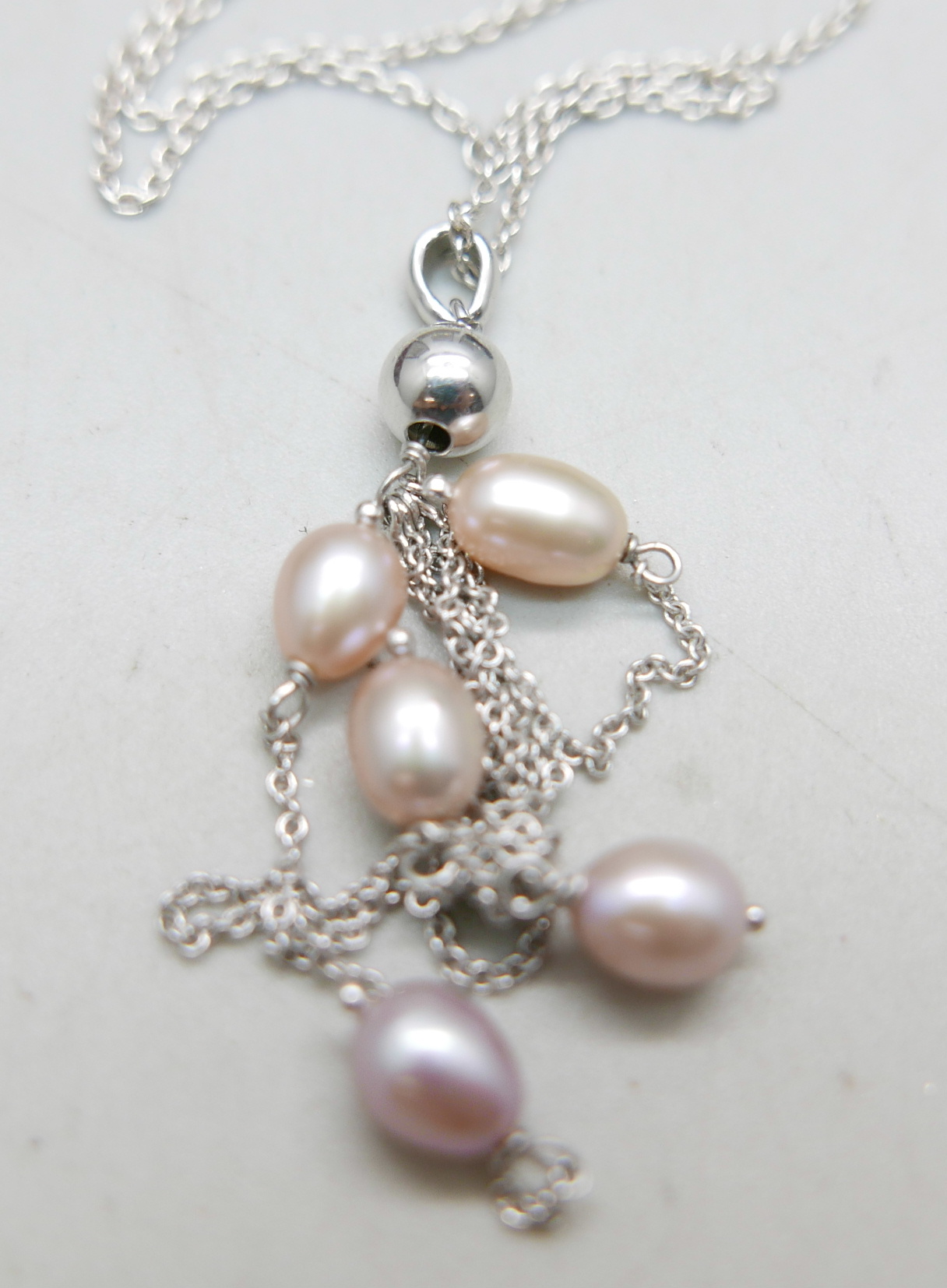 Two silver and cultured pearl necklaces and two pairs of cultured pearl earrings - Image 3 of 3