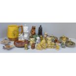 A collection of Wade including Whimsies, angel fish dish, Hatbox Dalmatian, etc.