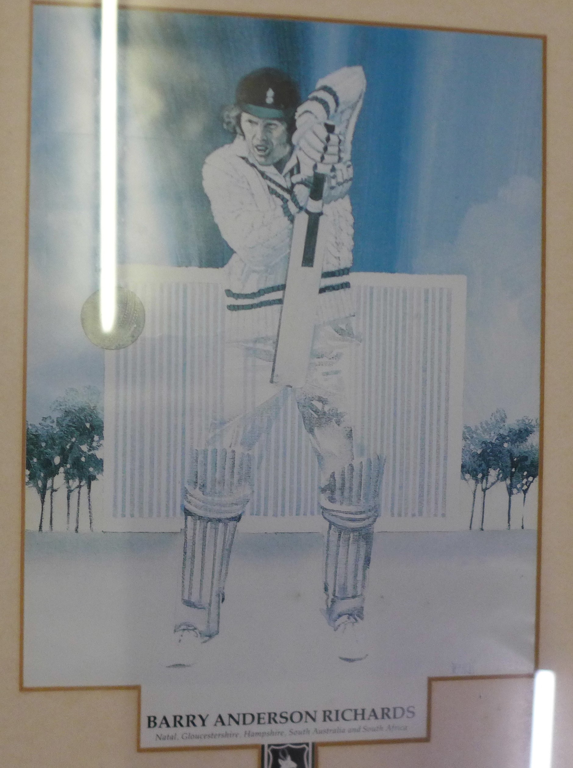 Five framed cricketer prints including Clive Lloyd, Imran Niazi and Gary Sobers - Image 5 of 6