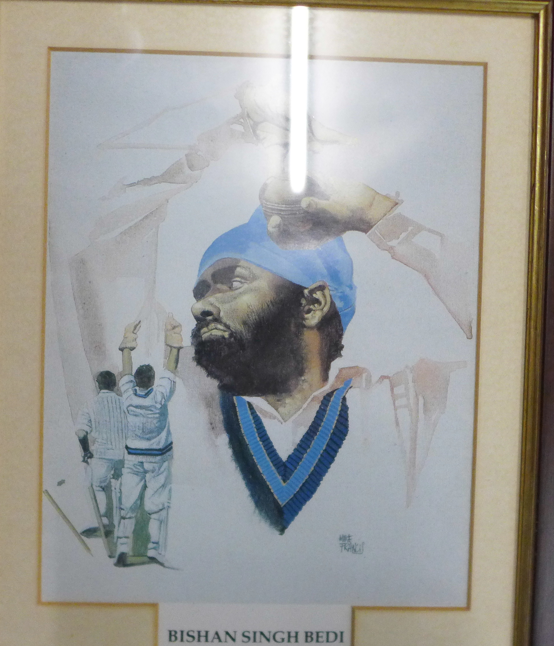 Five framed cricketer prints including Clive Lloyd, Imran Niazi and Gary Sobers - Image 6 of 6