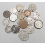 A collection of American coins including silver