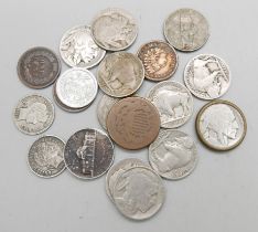 A collection of American coins including silver