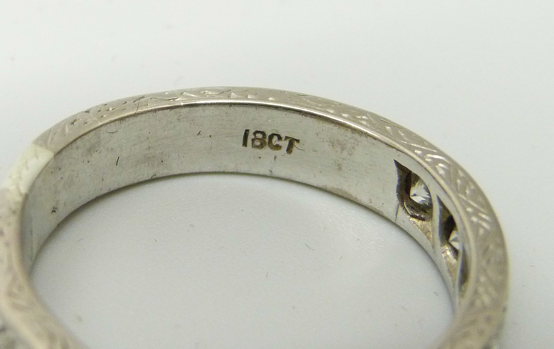 An 18ct gold and diamond half-eternity ring, approximately 1.40ct diamond weight, 7.2g, T - Image 3 of 3