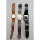 Three wristwatches; a silver Cyma Flamingo, Raymond Weil and lady's Tissot