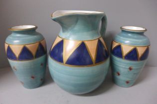 A pair of Porto of Call by Jeff Banks vases and matching jug