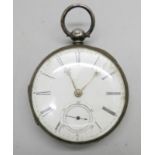 A silver pocket watch, London 1857