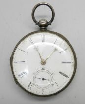 A silver pocket watch, London 1857
