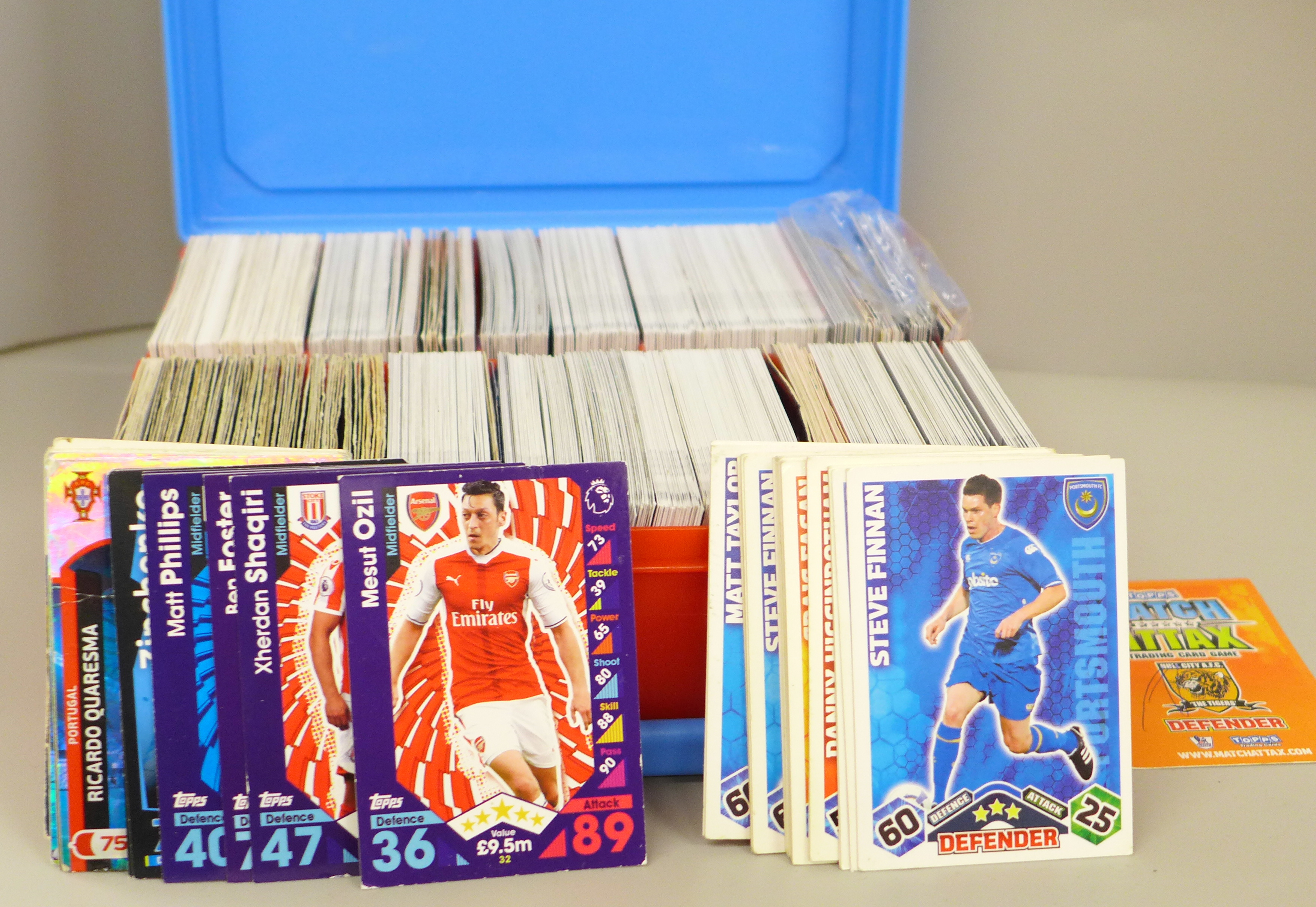 Approximately 500 Match Attax collectors cards in case