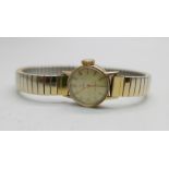 A lady's 9ct gold cased Cyma Cymaflex wristwatch