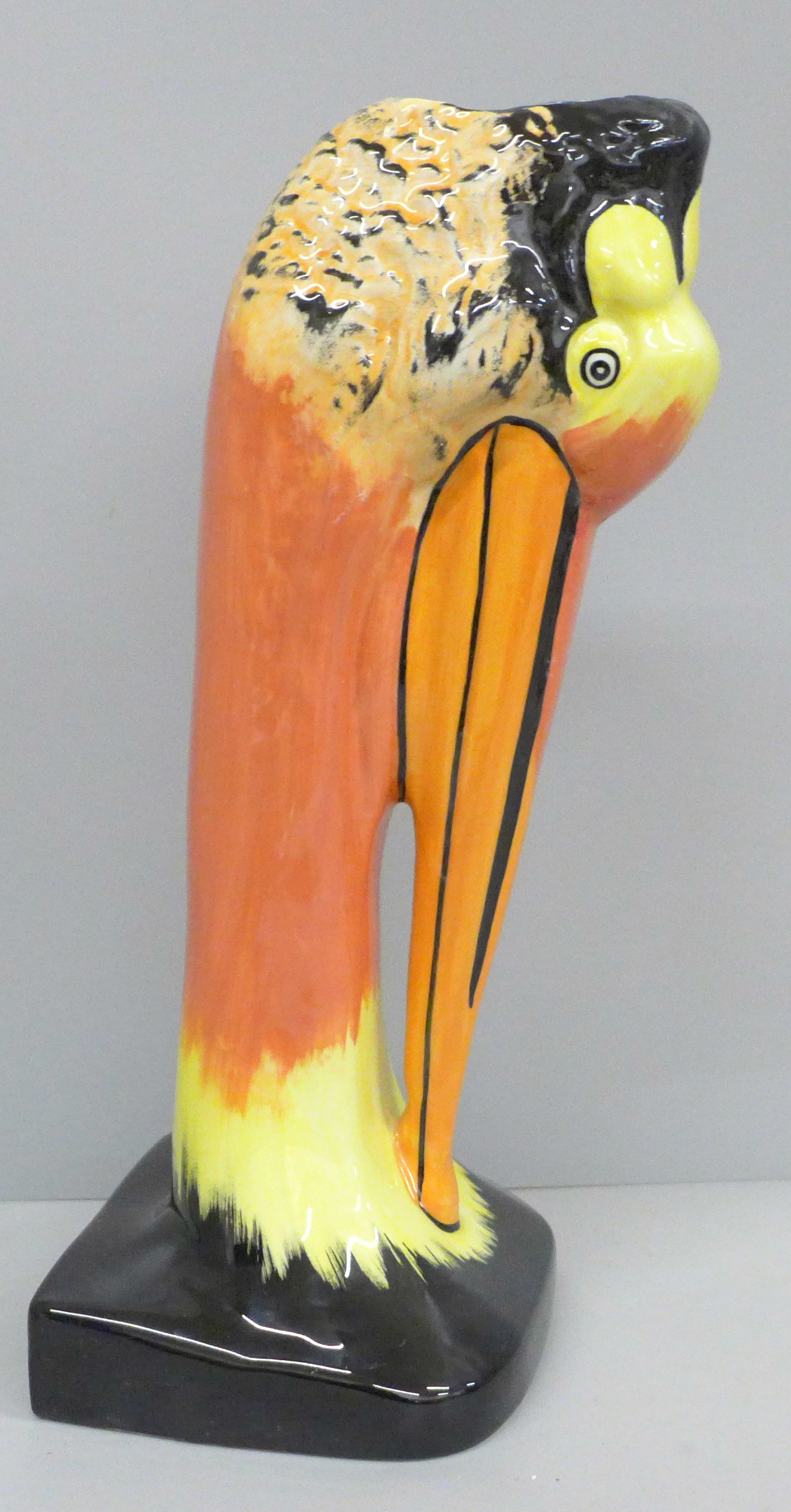 A Lorna Bailey stork vase, rim restored, signed to base, 30cm - Image 2 of 7